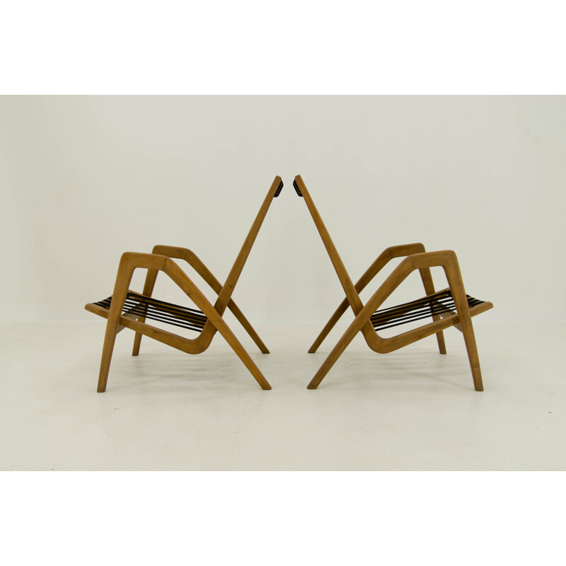 Pair of vintage movie chairs by Jan Vanek, 1950