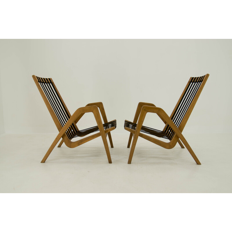 Pair of vintage movie chairs by Jan Vanek, 1950