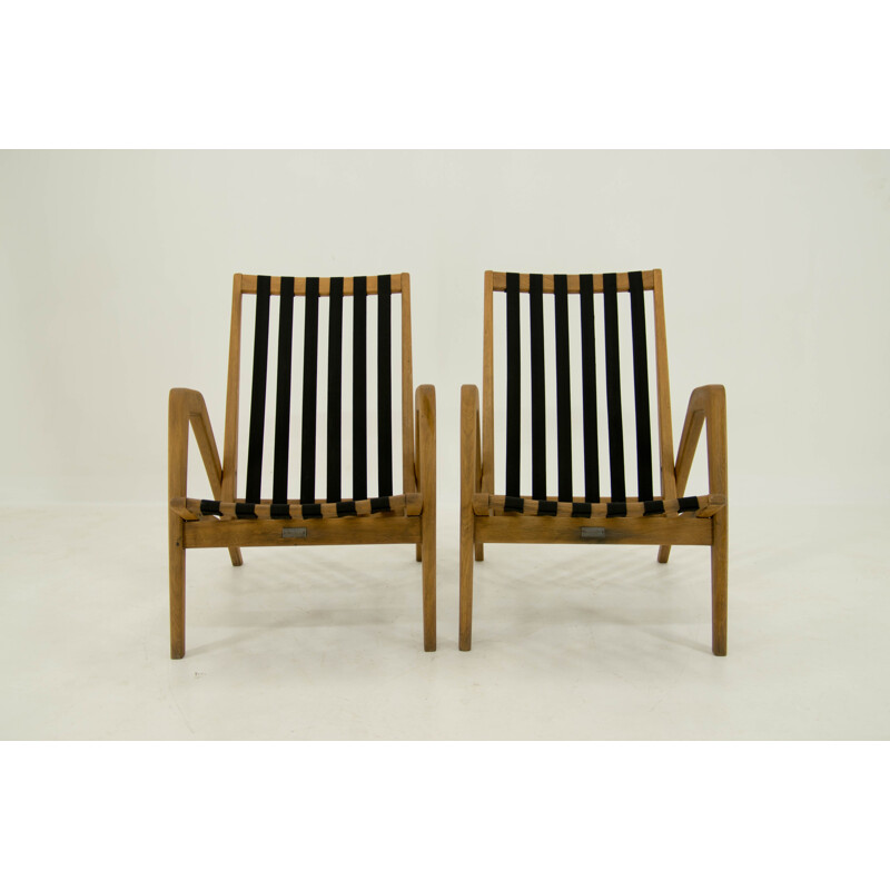 Pair of vintage movie chairs by Jan Vanek, 1950