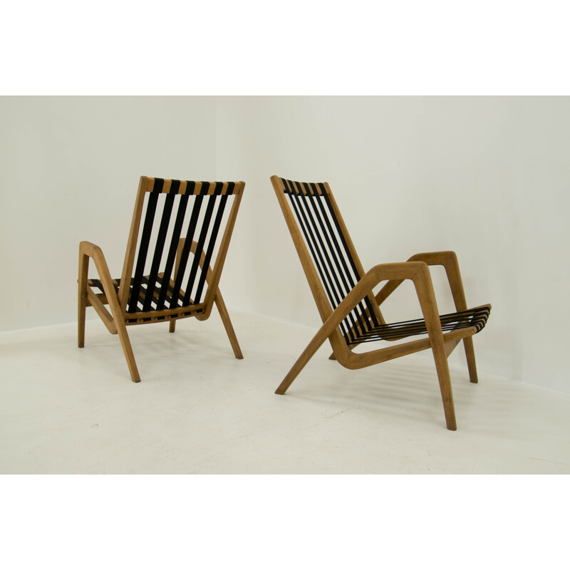 Pair of vintage movie chairs by Jan Vanek, 1950