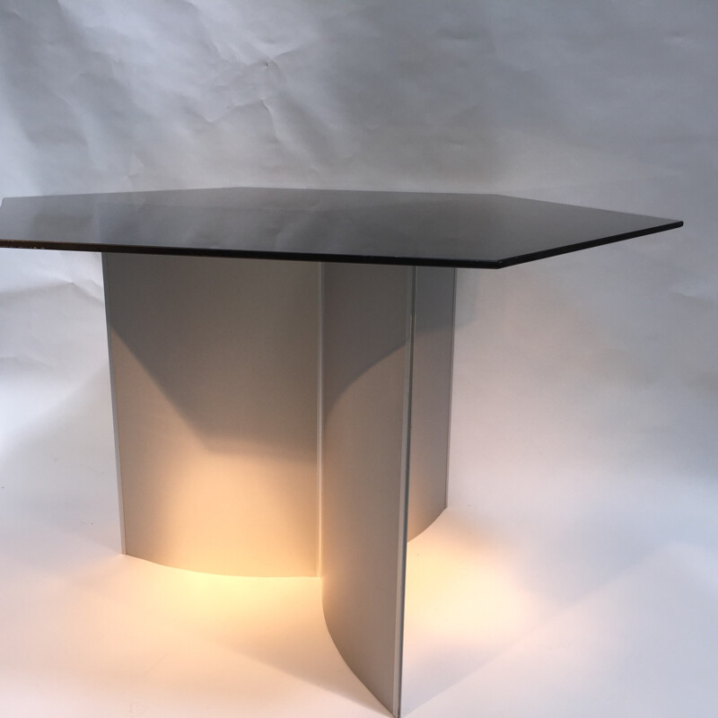 "Rosace" dining table in glass and metal, Kim MOLTZER and Jean Paul BARRAY - 1968