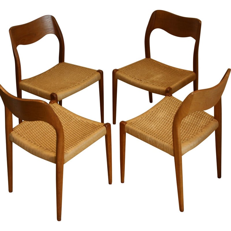 Set of 4 J. L. Mollers "71" chairs, Niels O. MOLLER - 1960s