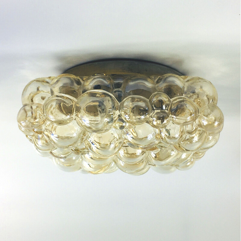 Mid-Century Amber Bubble Ceiling Lamp by Helena Tynell for Glashütte Limburg 1960s