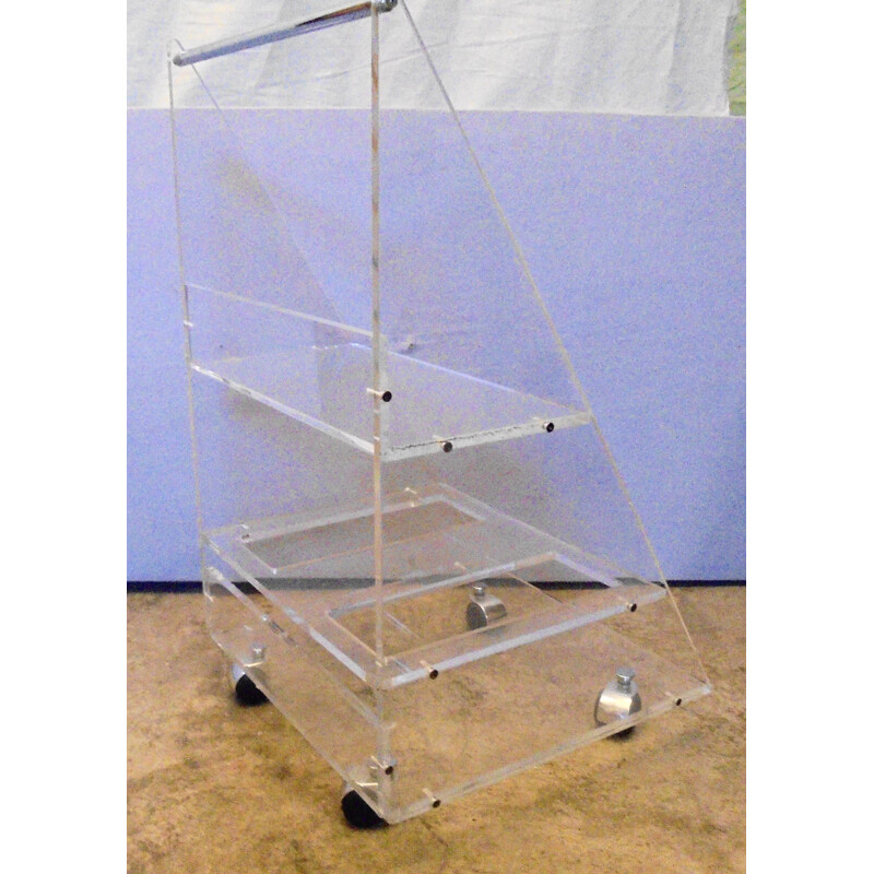 Vintage Plexiglass Rolling Bar 