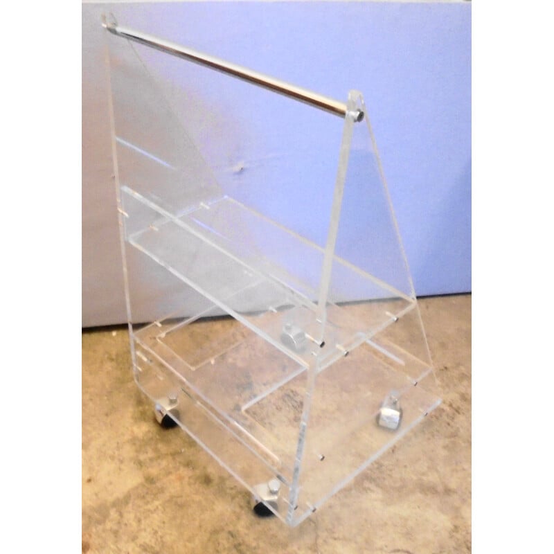 Vintage Plexiglass Rolling Bar 