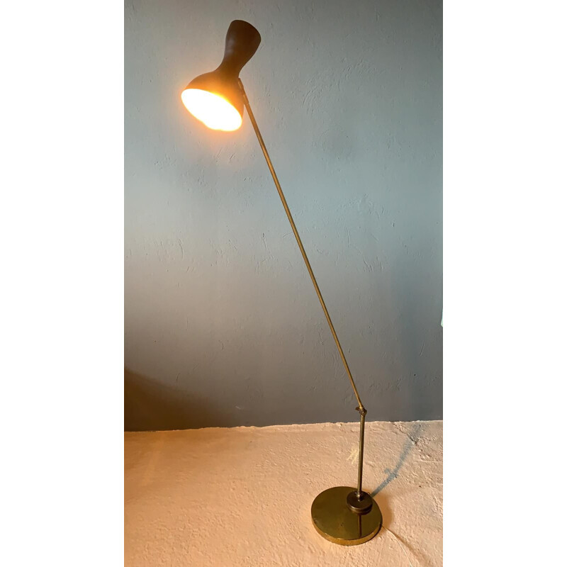 Lámpara de pie vintage de latón Stilnovo años 50