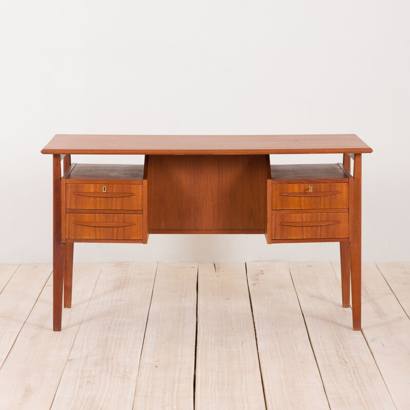 Vintage free standing desk in teak for Tibergaard,Gunnar Nielsen  Denmark, 1960s