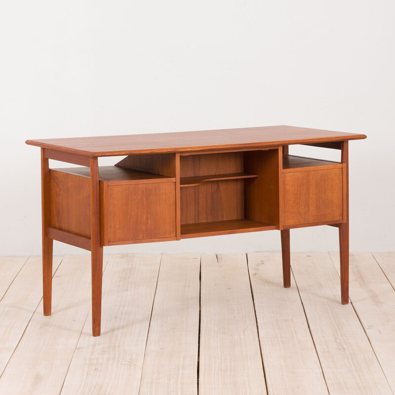 Vintage free standing desk in teak for Tibergaard,Gunnar Nielsen  Denmark, 1960s