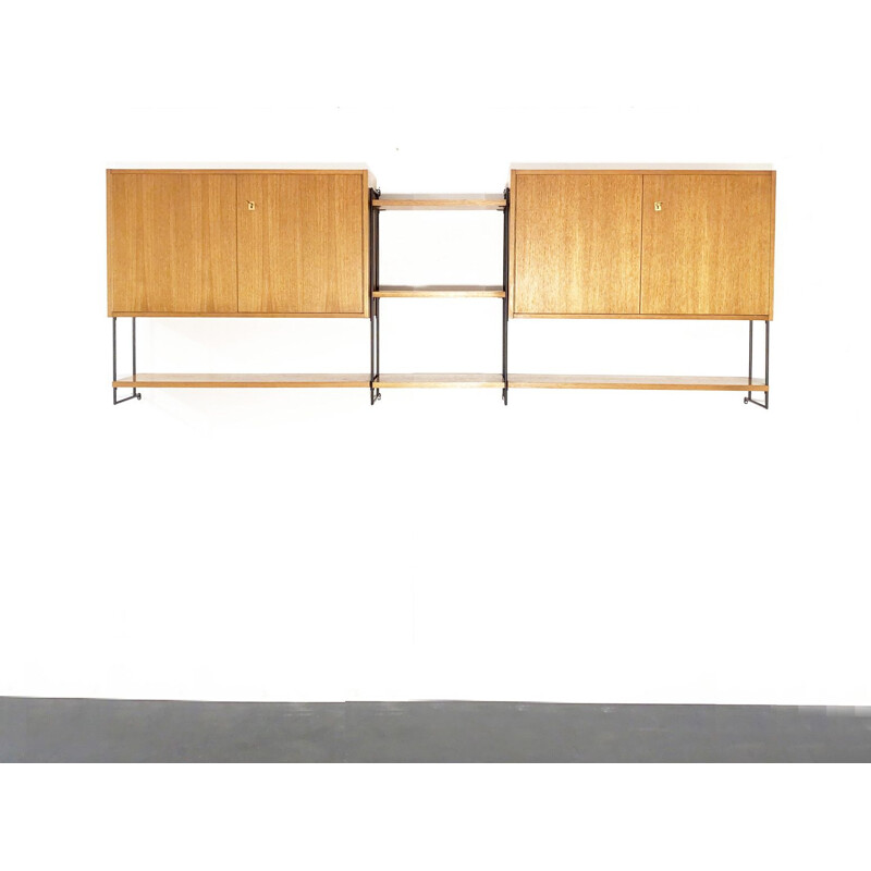 Etagère murale vintage Omnia String Teak par Hilker pour Omnia Allemagne 1960