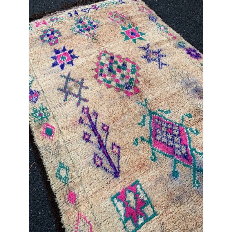 Vintage Berber Boujaad handgewebter Teppich aus Wolle