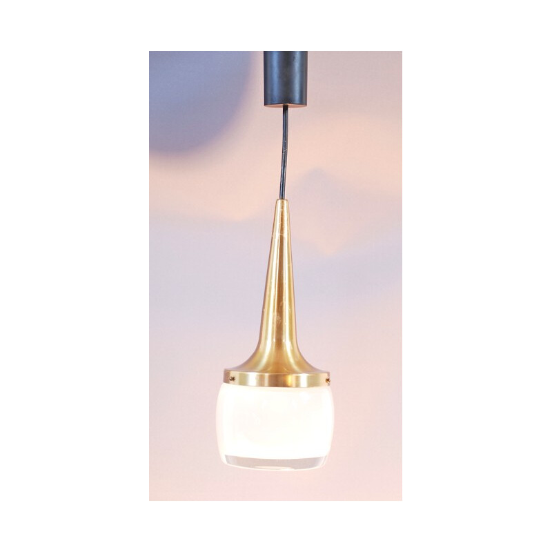 Staff Leuchten vintage pendant light in gold aluminum - 1970s