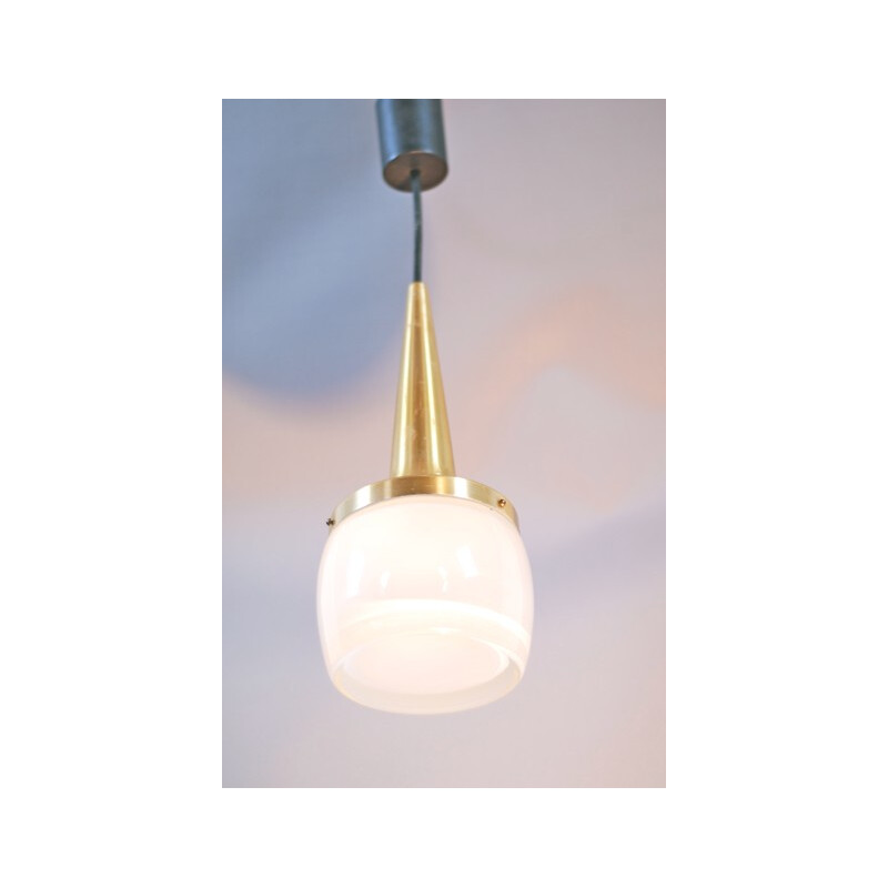 Staff Leuchten vintage pendant light in gold aluminum - 1970s