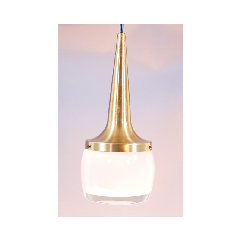 Staff Leuchten vintage pendant light in gold aluminum - 1970s