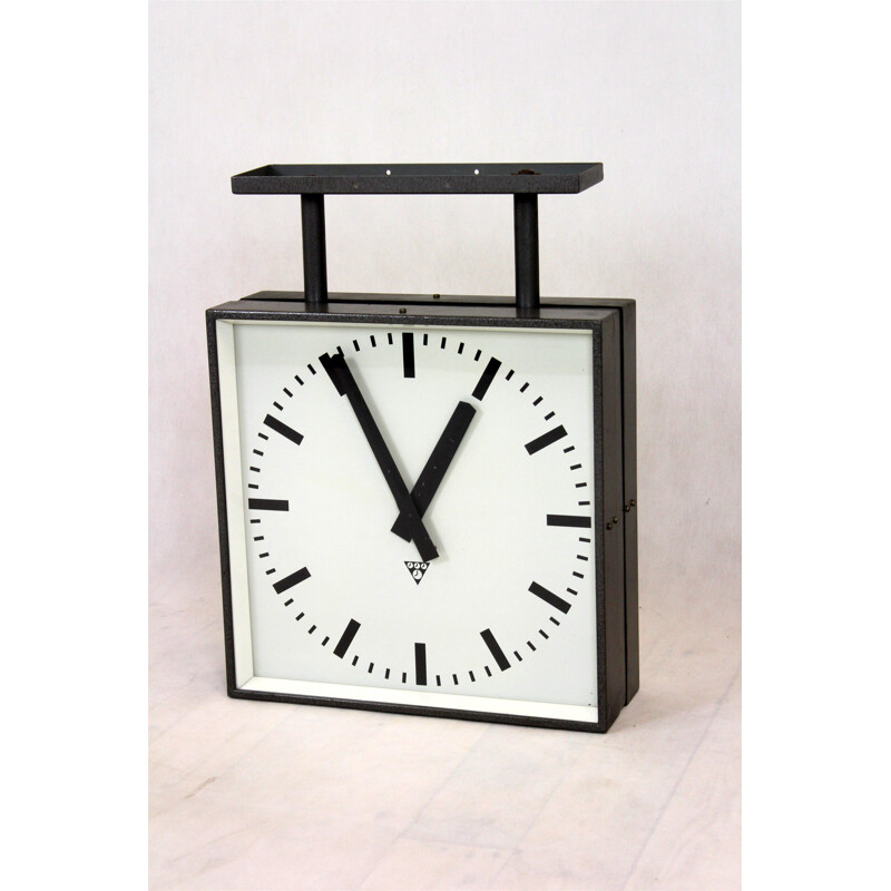 Vintage Large Double Sided Railway Clock from Pragotron 1970s