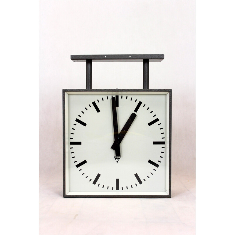 Vintage Large Double Sided Railway Clock from Pragotron 1970s