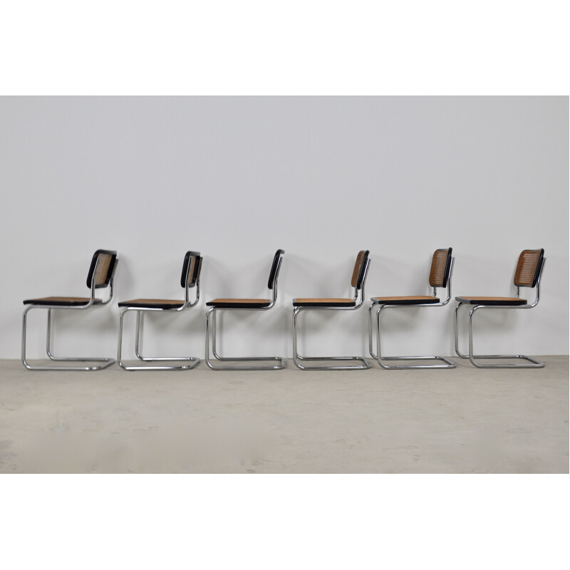 Set of 6 vintage B32 Black Dinning Chairs By Marcel Breuer