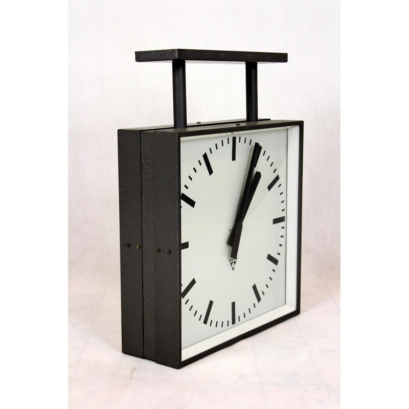 Vintage Large Double Sided Railway Clock from Pragotron 1970s