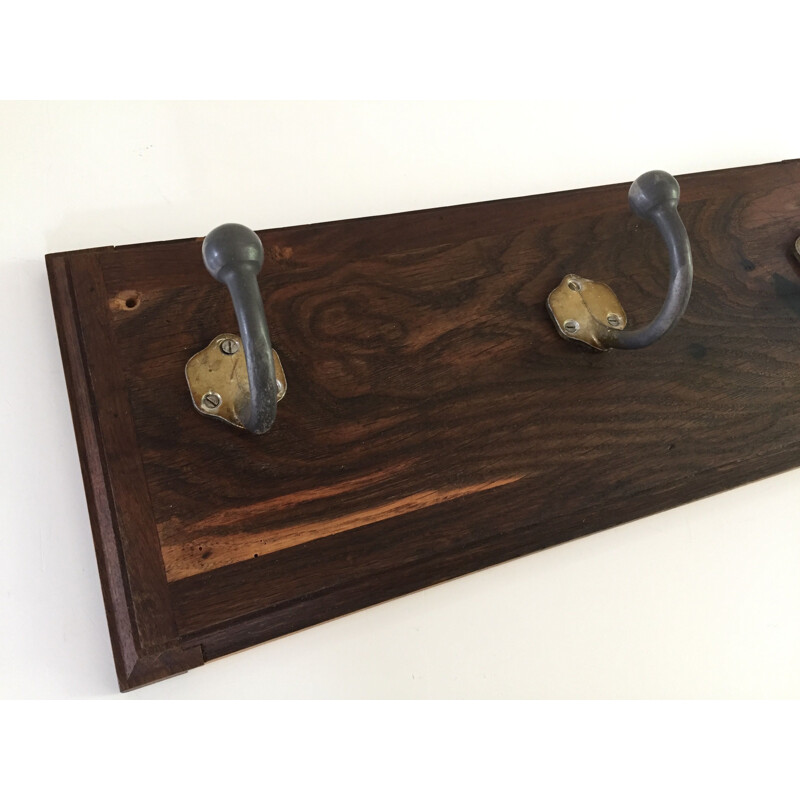 Vintage School Coat Hanger with 3 Coat Hooks