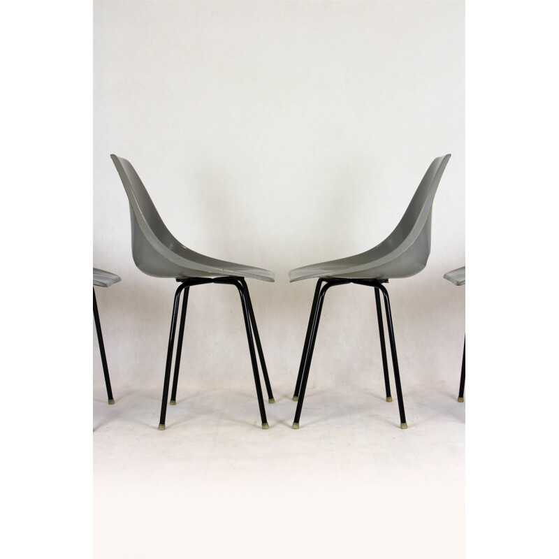 Set of 4 vintage Fiberglass Chairs by Miroslav Navratil for Vertex 1960s