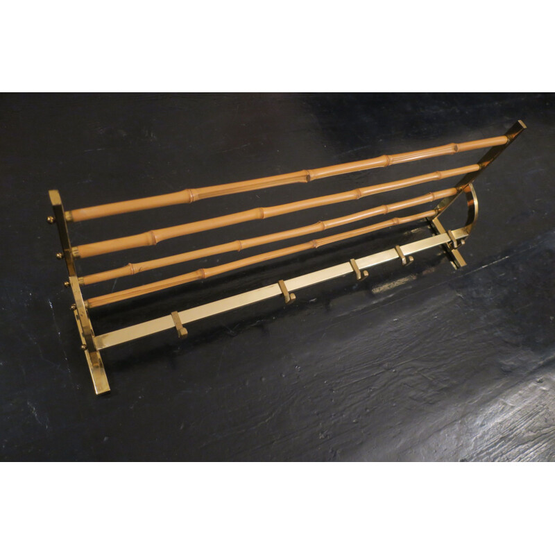 Vintage Bamboo and Brass Coat and Hat Rack 1960s