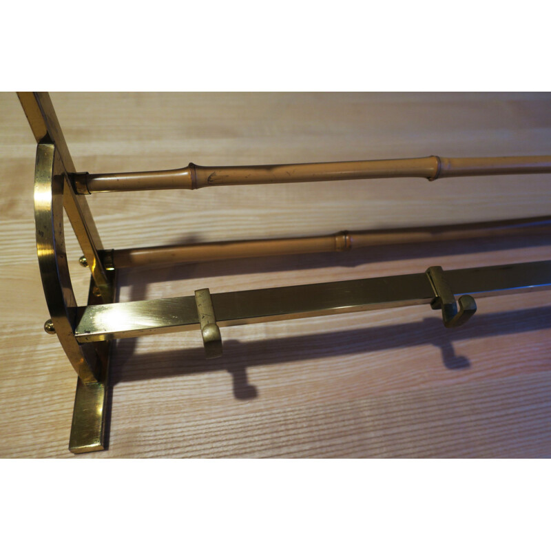 Vintage Bamboo and Brass Coat and Hat Rack 1960s