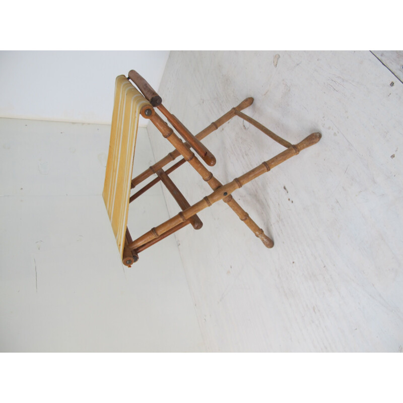 Vintage Handmade Wooden Faux Bamboo Folding Side Chair 1930s