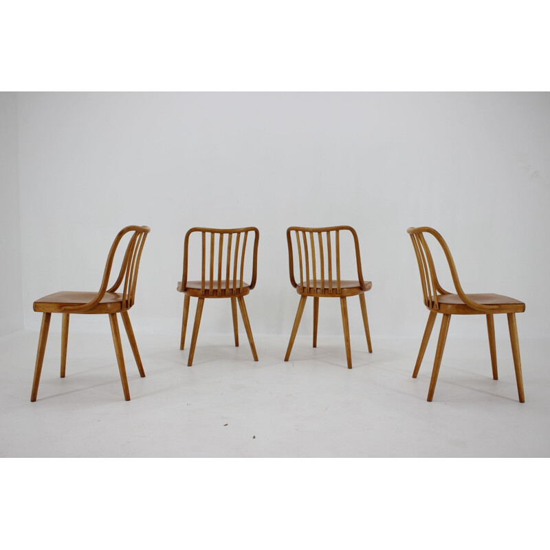 Lot de 4 chaises vintage Antonin Suman d'époque Tchécoslovaquie 1960