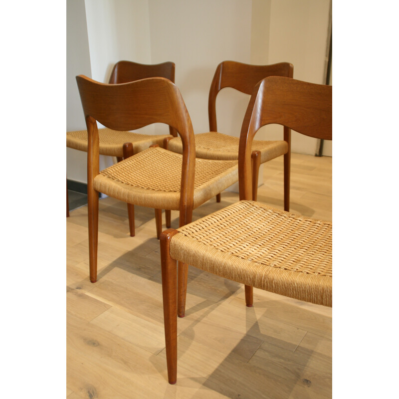 Set of 4 J. L. Mollers "71" chairs, Niels O. MOLLER - 1960s