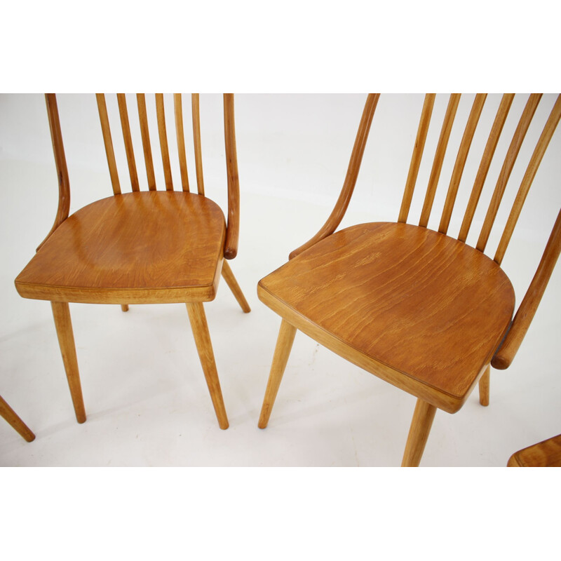 Lot de 4 chaises vintage Antonin Suman d'époque Tchécoslovaquie 1960