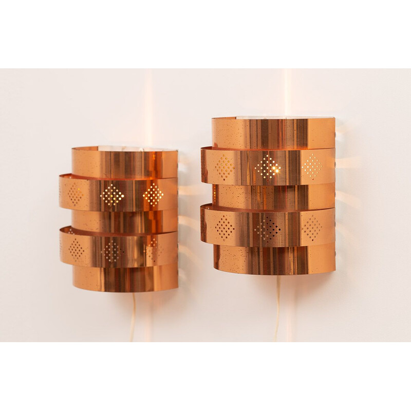 Pair of vintage copper sconces by Werner Schou for Coronel Elektro