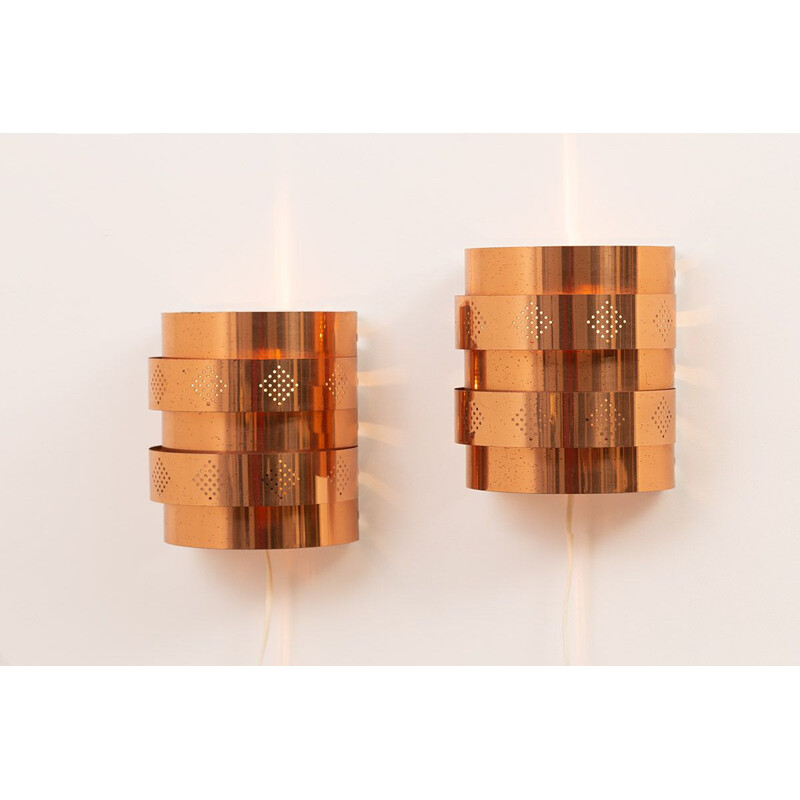 Pair of vintage copper sconces by Werner Schou for Coronel Elektro