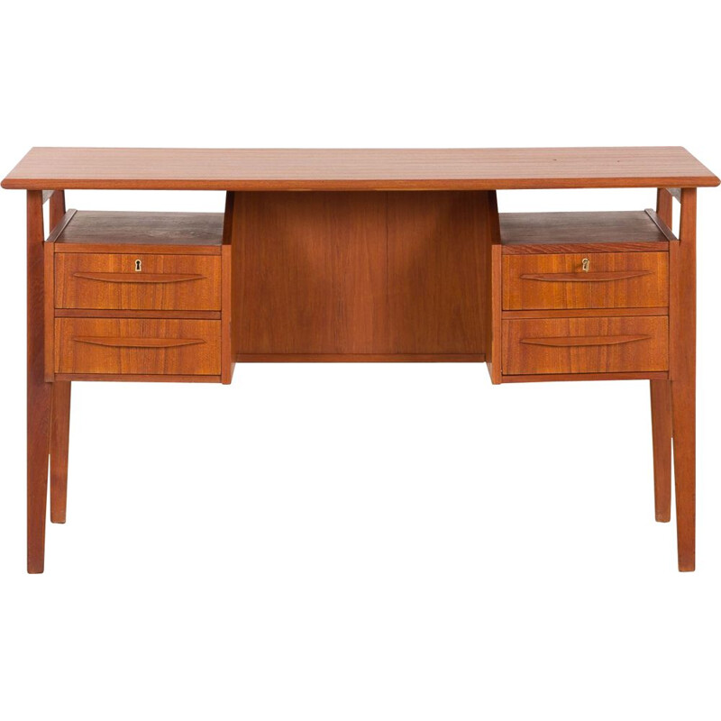 Vintage free standing desk in teak for Tibergaard,Gunnar Nielsen  Denmark, 1960s