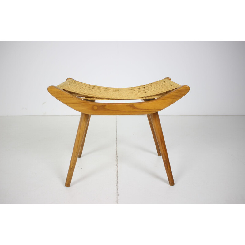 Tabouret vintage en bois Tchécoslovaquie 1960