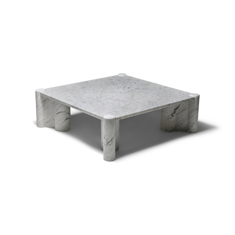 Table basse vintage en marbre blanc de Carrare 1960
