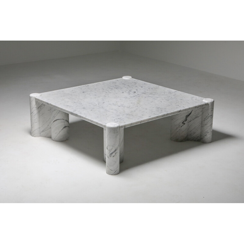 Table basse vintage en marbre blanc de Carrare 1960