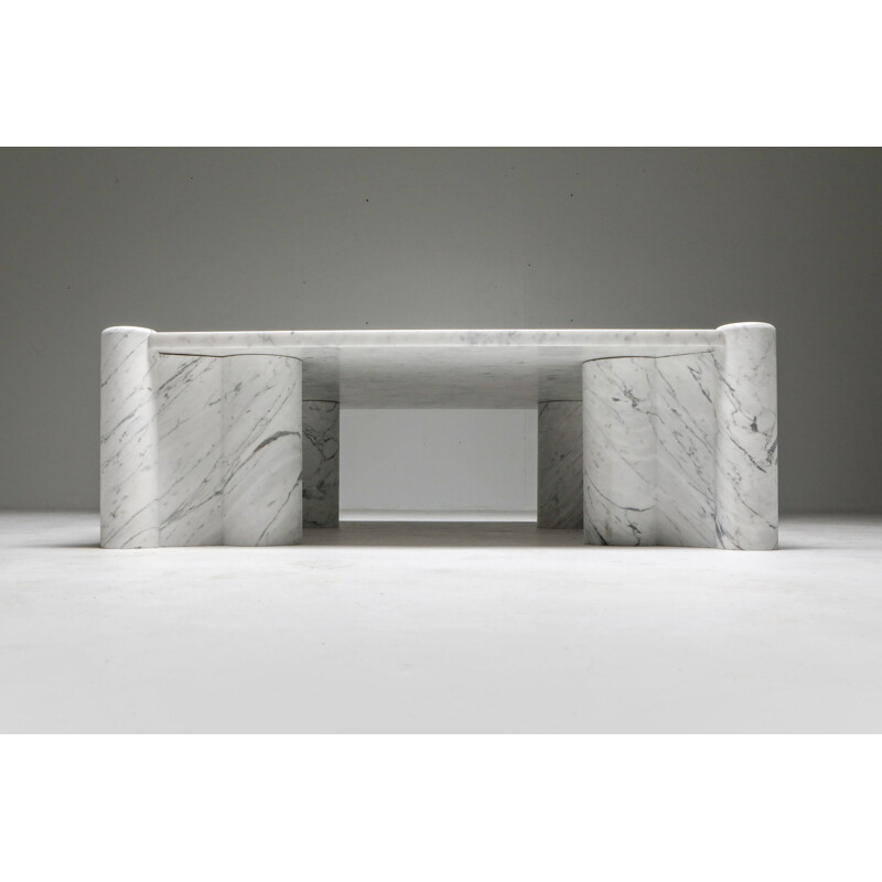 Vintage coffee table in carrara white marble 1960s