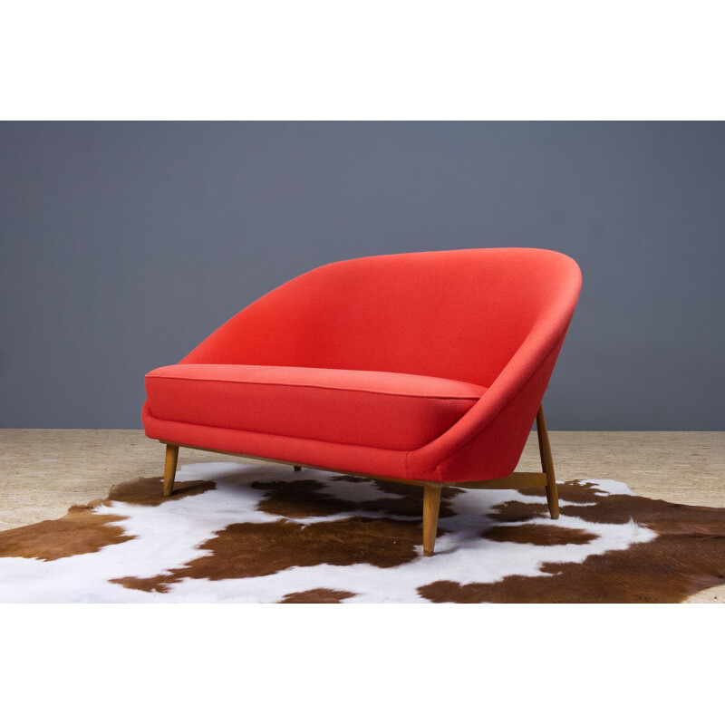 Vintage Theo Ruth two seater sofa in red for Artifort