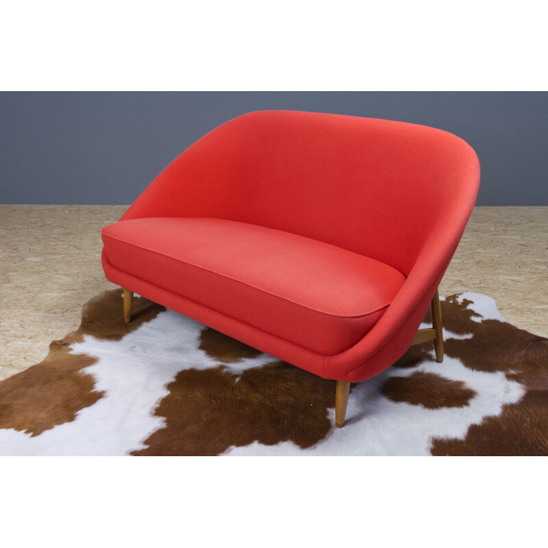 Vintage Theo Ruth two seater sofa in red for Artifort