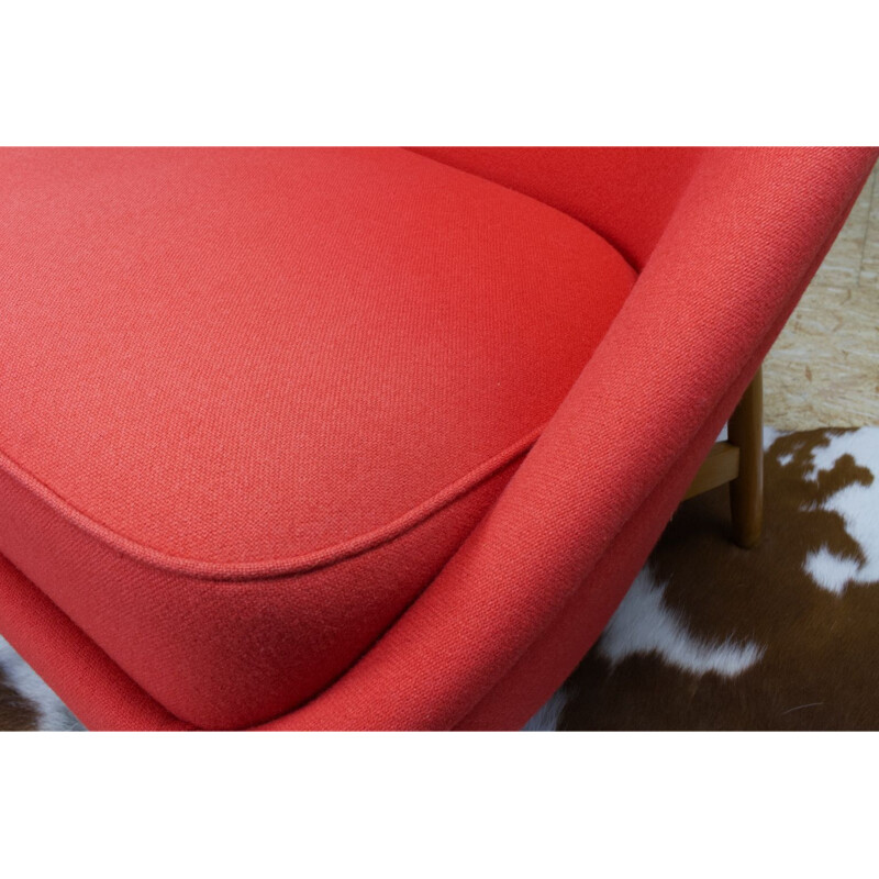 Vintage Theo Ruth two seater sofa in red for Artifort