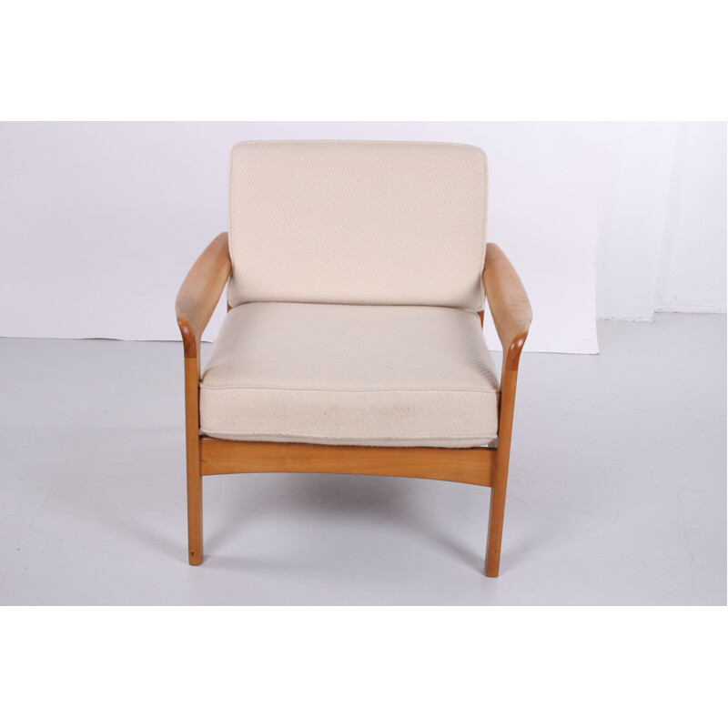 3-zits witte vintage Scandinavische bank en fauteuil 1960