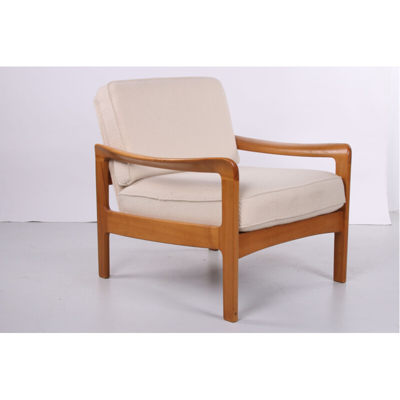 3-zits witte vintage Scandinavische bank en fauteuil 1960