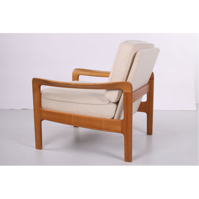 3-zits witte vintage Scandinavische bank en fauteuil 1960