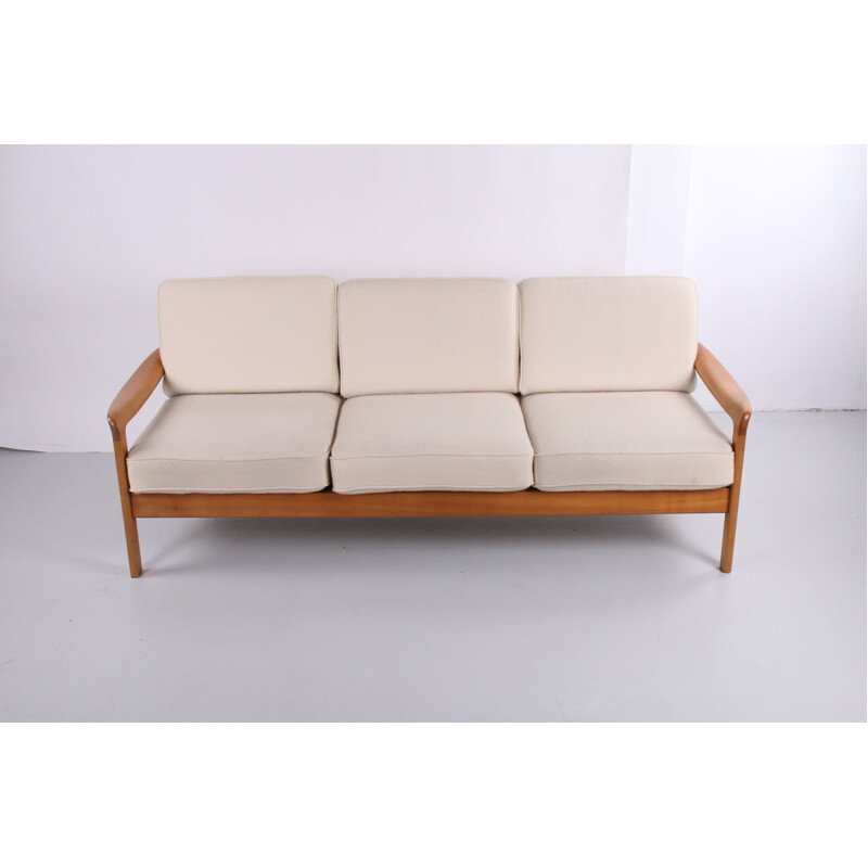 Sofá y sillón escandinavo vintage blanco de 3 plazas 1960