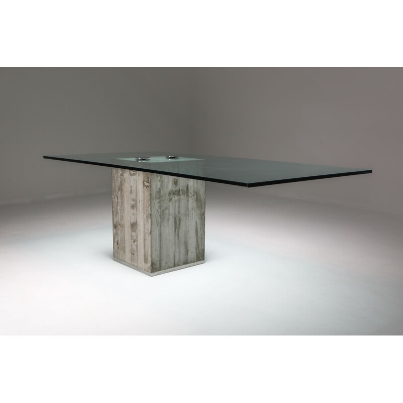 Vintage Saporiti Concrete and Glass Dining Table 1970s