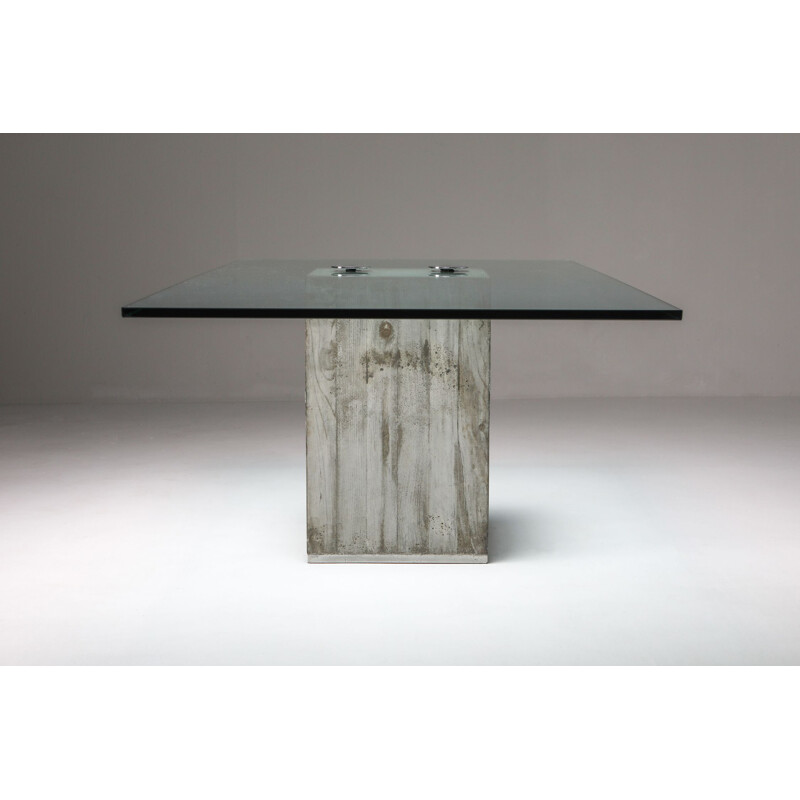 Vintage Saporiti Concrete and Glass Dining Table 1970s