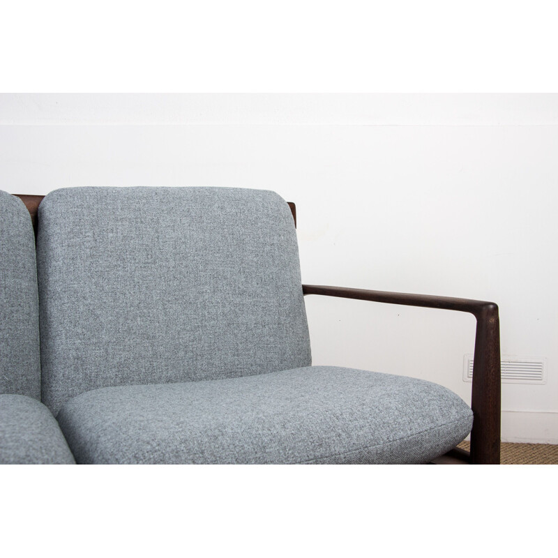 Vintage 3 seater dark teak sofa by Ib Kofod Larsen Danish 1960s