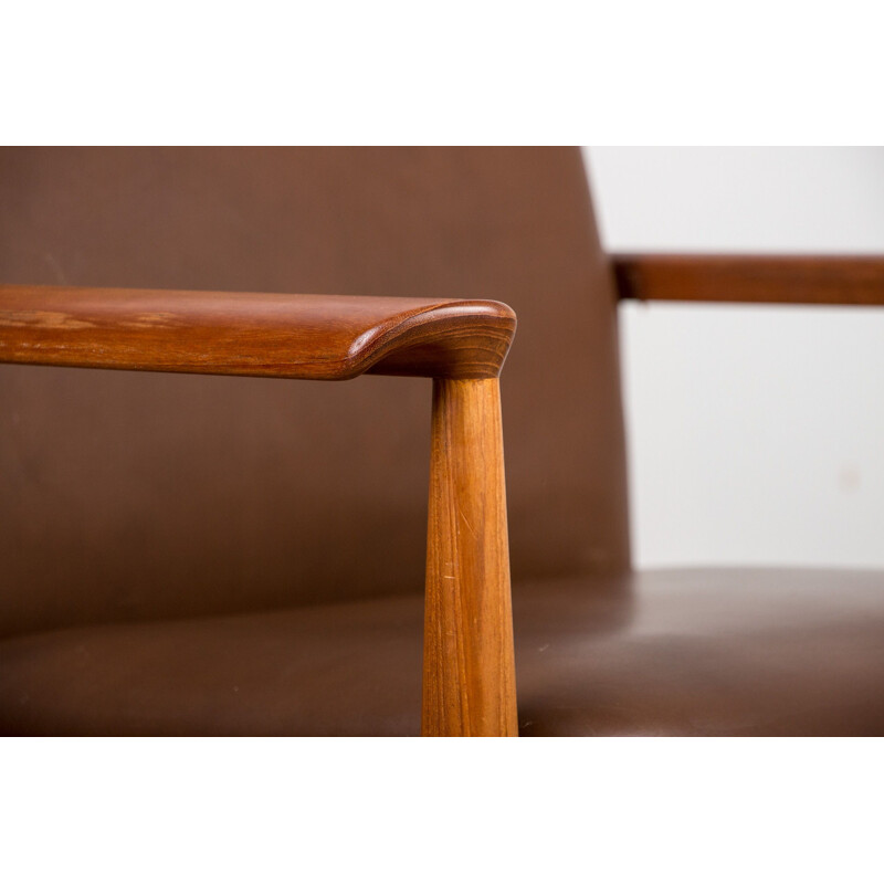 Vintage Teak and Leather Armchairs by Finn Juhl for Cado.Danois 1960s