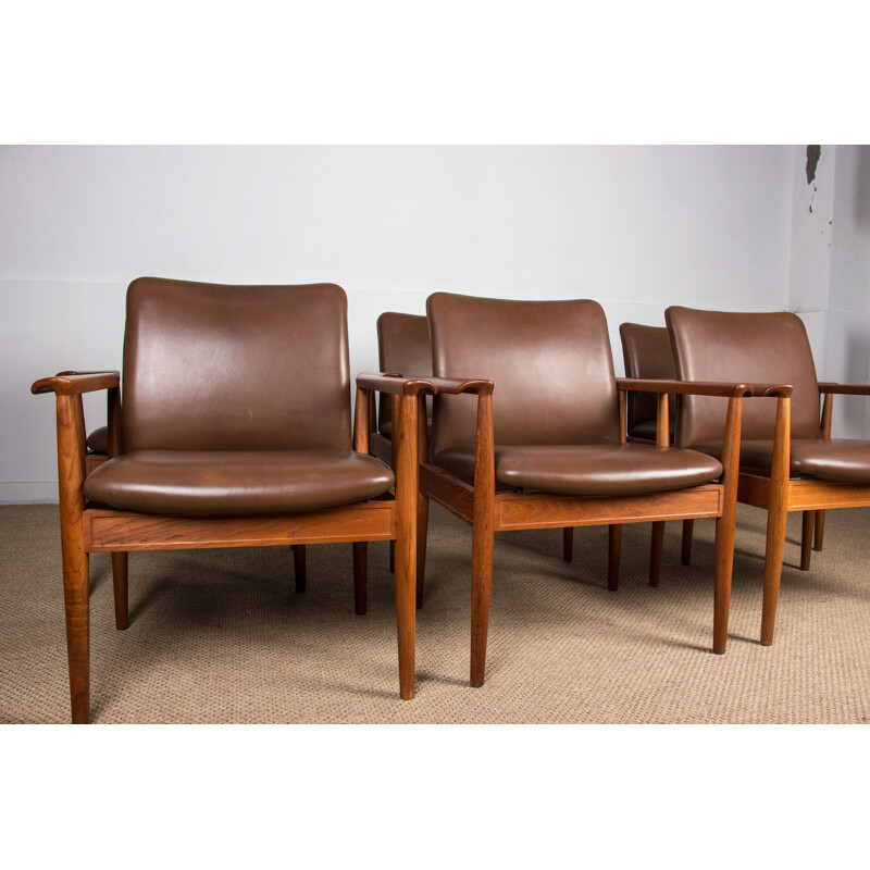 Vintage Teak and Leather Armchairs by Finn Juhl for Cado.Danois 1960s