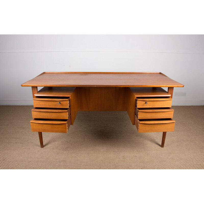 Large vintage teak desk Peter Lovig Nielsen Danish 1970s