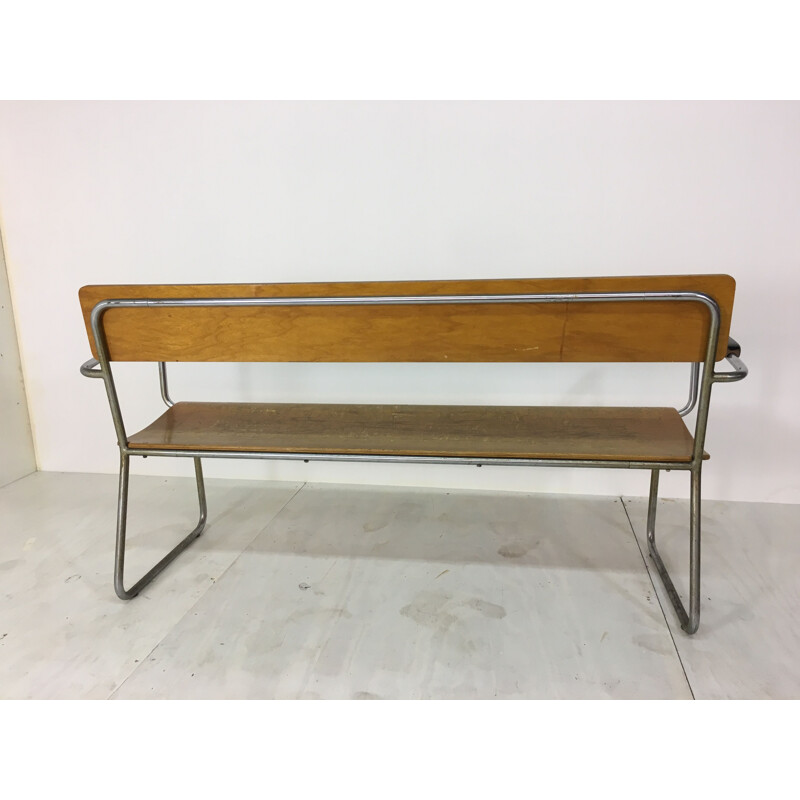 Vintage Tubular steel Bench by Willem Hendrik Gispen for Gispen 1930s